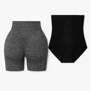 Combo de 3 cinturones y 1 pantalón corto de yoga negro.